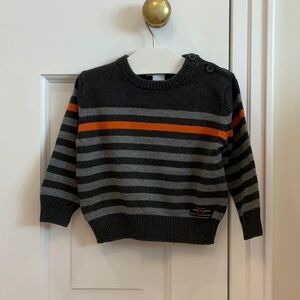 Janie and Jack Gray and Orange Striped Sweater 18-24M